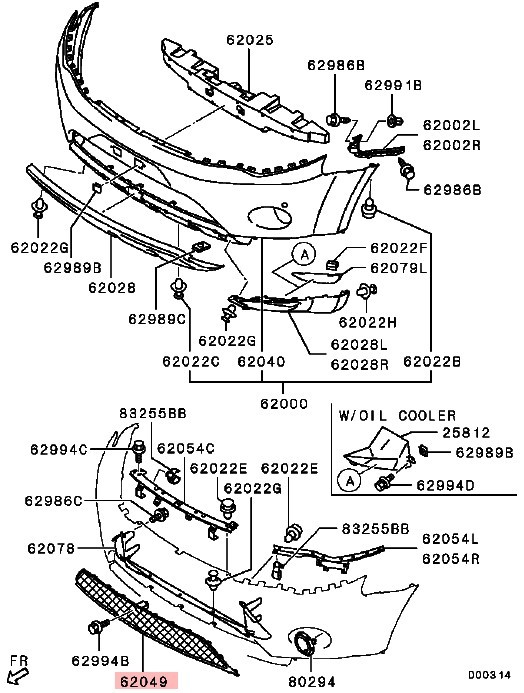 Front Upper Bumper Grille for Mitsubishi OUTLANDER CW5W MK2 2.4 - Image 2