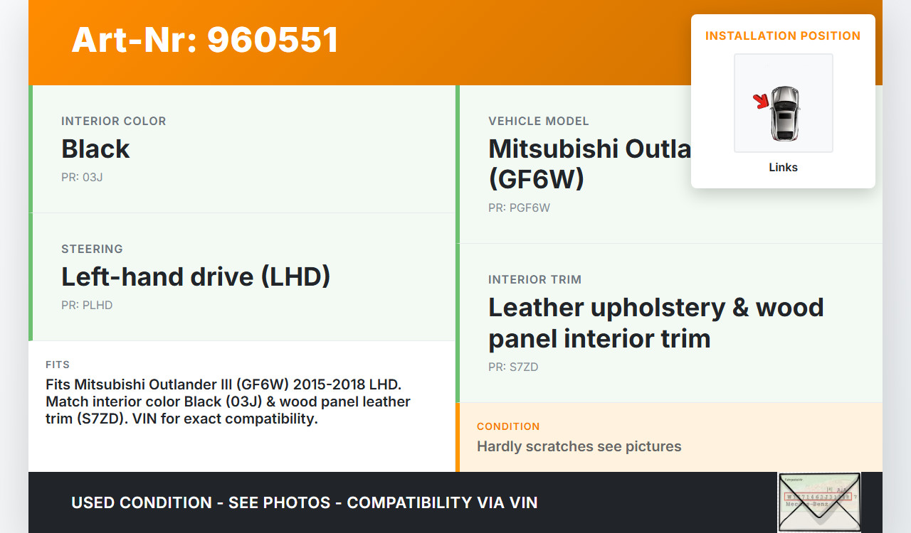 Air shower Air nozzle Left for Mitsubishi Outlander III 15-18 8030A204 - Image 6