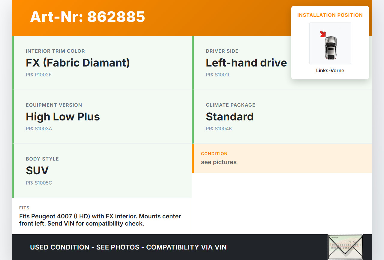 Air shower Air nozzle Left Front Centre for Peugeot 4007 GP 07-12 8030A013ZZ - Image 7